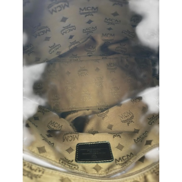 MCM Monogram Hobo Shoulder Bag Dark Brown‎ Leather Trim - Picture 3 of 4